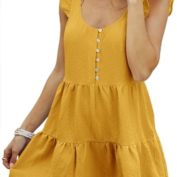 Women's Casual Wide Leg Ruffle Loose Jumpsuit Medium Size - Picture 7 of 17